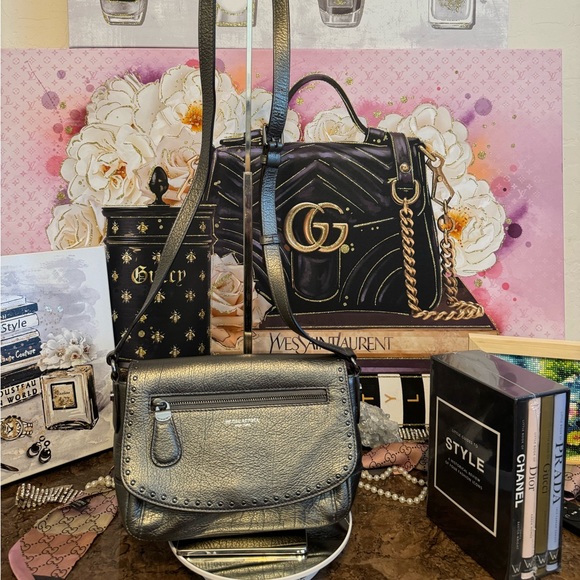 Henri Bendel Metallic Studded Flap Crossbody NWT - Picture 3 of 13